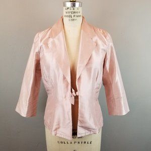 Gerard Darel Women's Size 42 Pale Pink Silk Jacket with Tie Closure 3/4 Sleeves